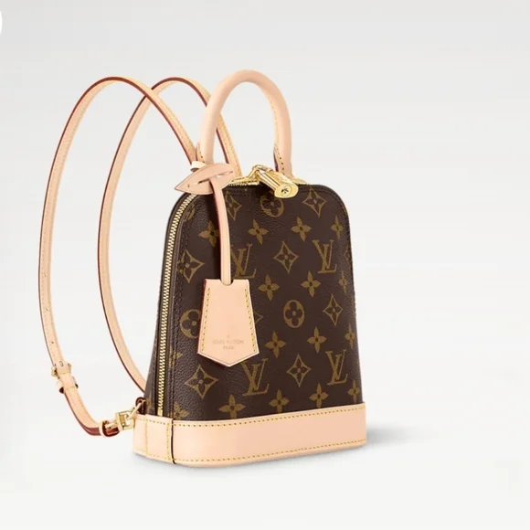 Louis Vuitton $2,850 Authentic Alma Leather Backpack/Top Handle Bag Brown Beige - Picture 1 of 7
